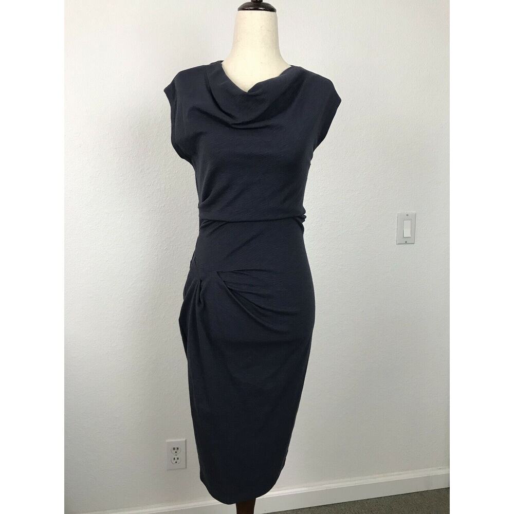 Obakki Dress Form Fitting Cowl Neck Draped Event Quiet Luxury Chic